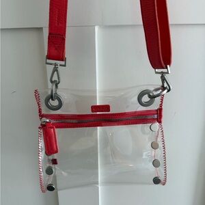 Hammitt Tony clear Crossbody Bag with Red straps